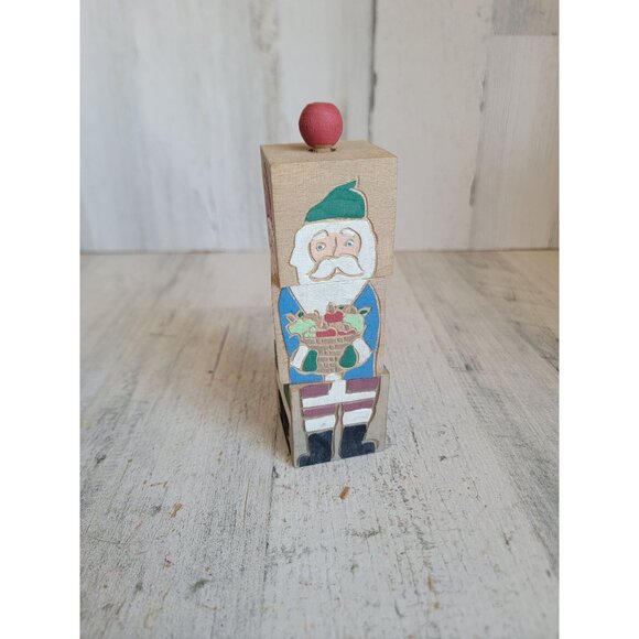 Vintage changing Santa block wooden home decor unique Xmas figure - Picture 6 of 8